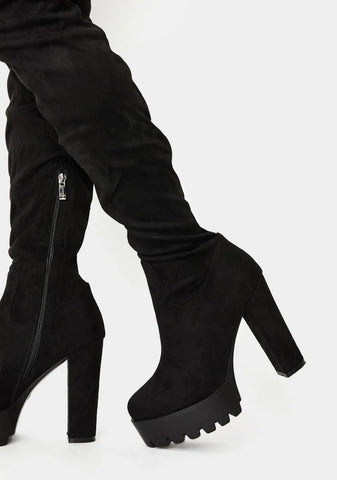 Suede Take You Down Thigh High Boots