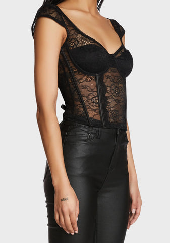 Rita Lace Corset - Black
