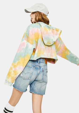 Sea Foam Tie Dye Cropped Hoodie