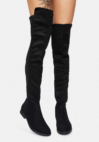 Noir Walk It Out Over The Knee Boots