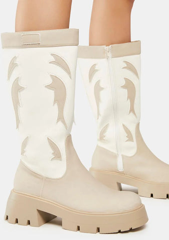 White Fly Away Cowboy Boots