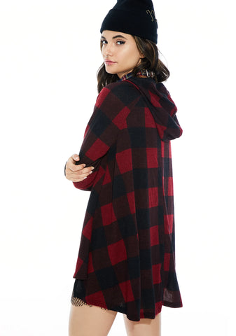 Kickback Plaid Lace-Up Hoodie