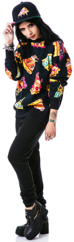 Pizza Pie Face Crew Pullover Sweatshirt