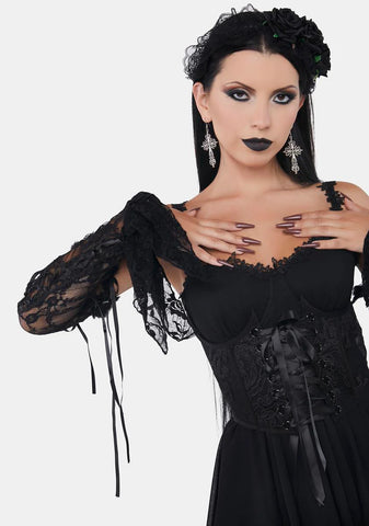 Half Moon Gothic Lace Bell Sleeve Gloves