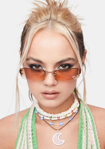 Brown Rectangular Sunglasses