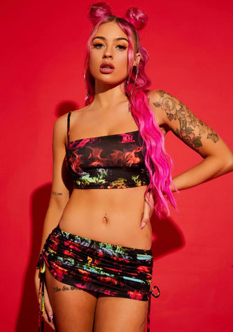 Stay Vibrant Ruched Skirt Set