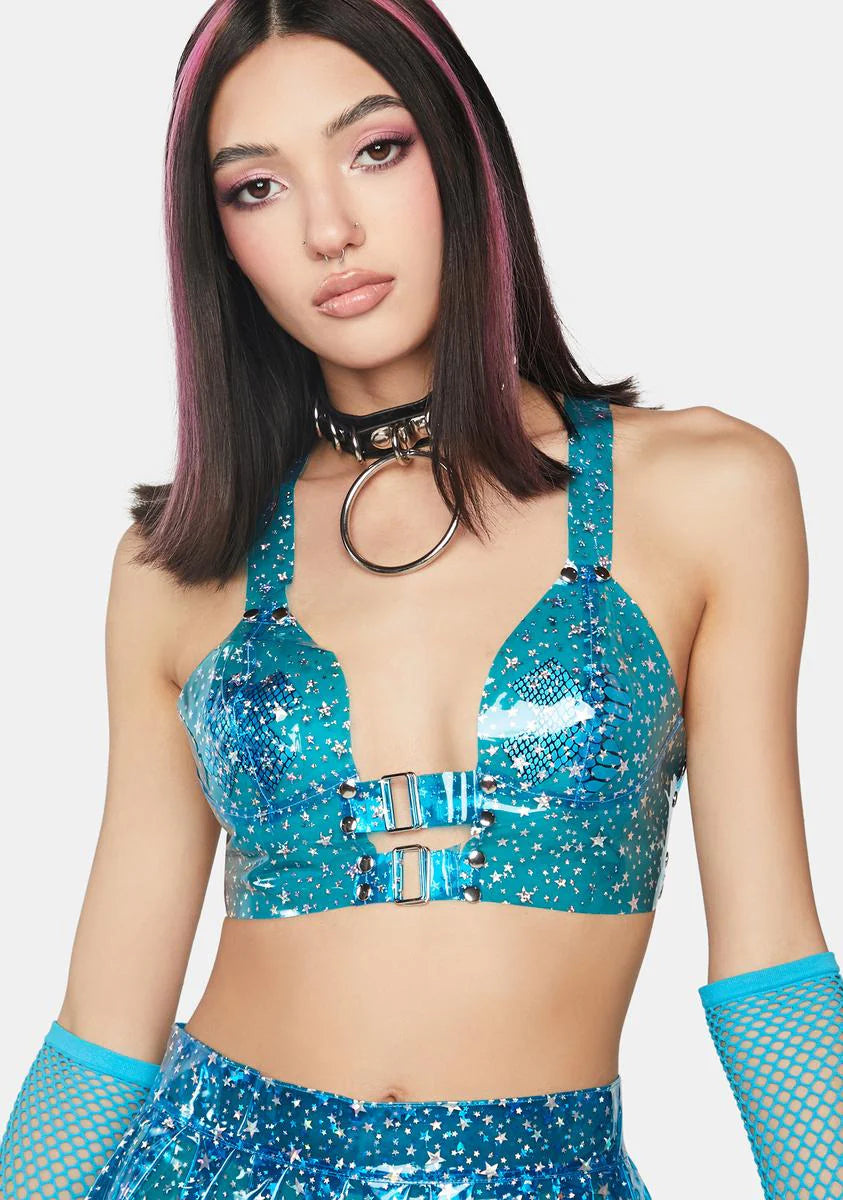 Aqua Chasing Starlight Vinyl Bustier