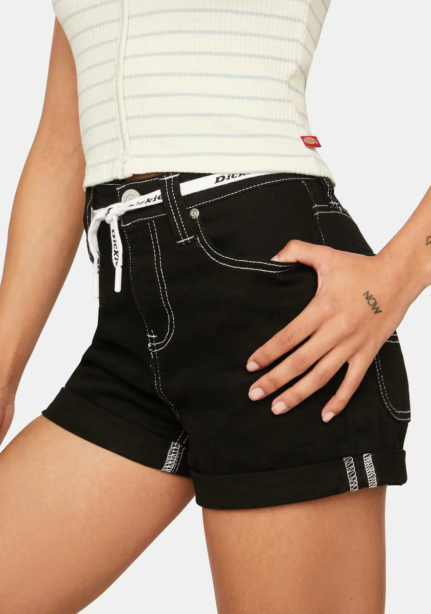 High Rise 5-Pocket Roll Cuff Shorts