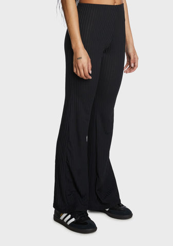 Sunday Plans Ribbed Pants - Black