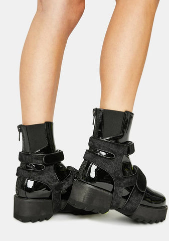 Wild Out Patent Harness Boots