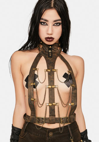 Vegan Leather Chain Harness
