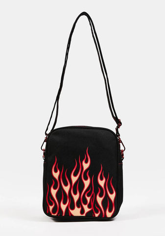 X Loungefly Fire Crossbody Passport Bag