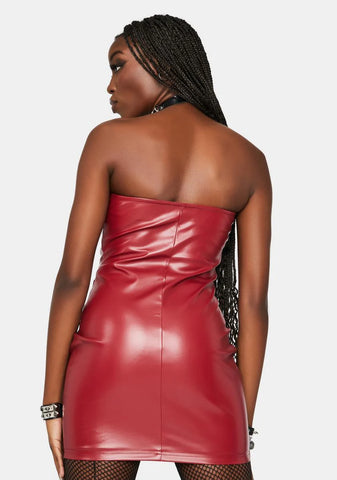 Cherry Spotlight Rockstar Faux Leather Mini Dress
