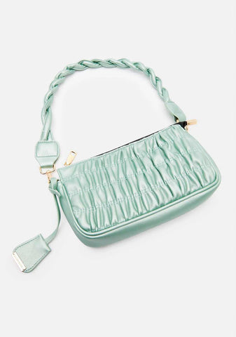 Sage Green Ruched Shoulder Bag