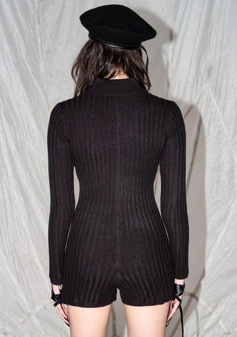 Synth Zip-Up Sweater Romper