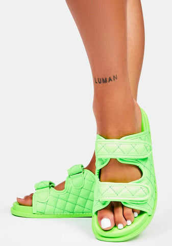 Lime I Finessed It Quilted Sandals