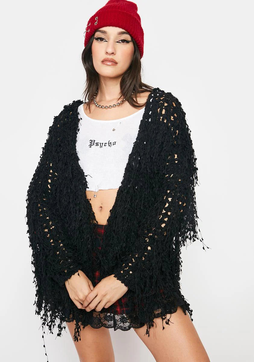 Noir Acknowledge It Crochet Cardigan