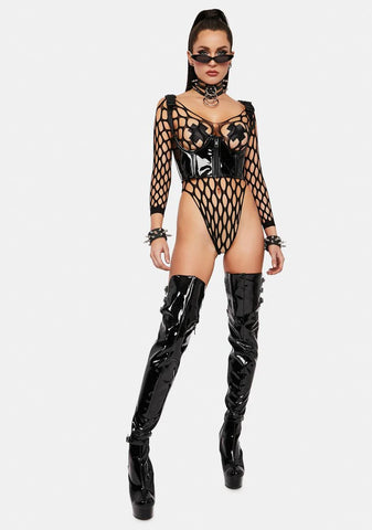 Between Love And Madness Fishnet Bodysuit