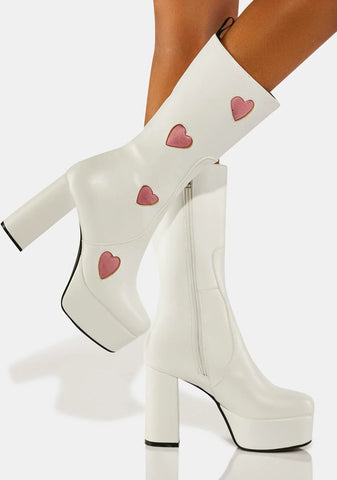 White Believe That Platform Boots