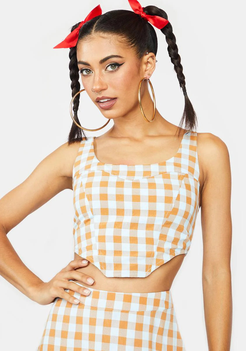 Sunset Chaser Gingham Corset Top