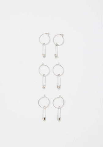 Piercing Thoughts Safety Pin Hoop Set