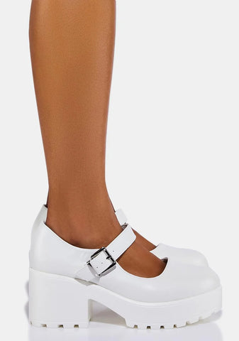White Washout Tira Mary Janes