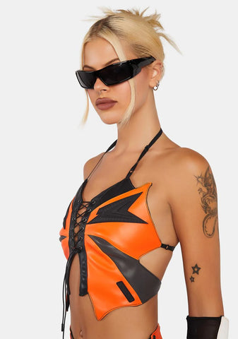 Orange Moto Butterfly Top