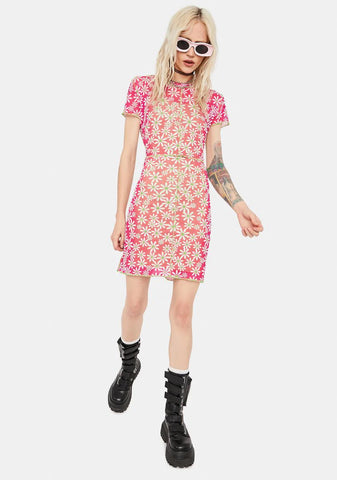 Slasher Floral Mesh Mini Dress