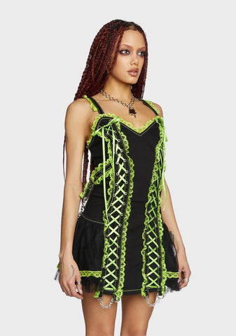 Lime Lace Mini Dress