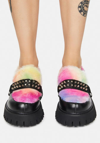 Studded Furry Oxfords