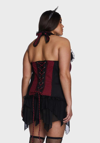 Plus Black And Red Bo Peep Halter Corset