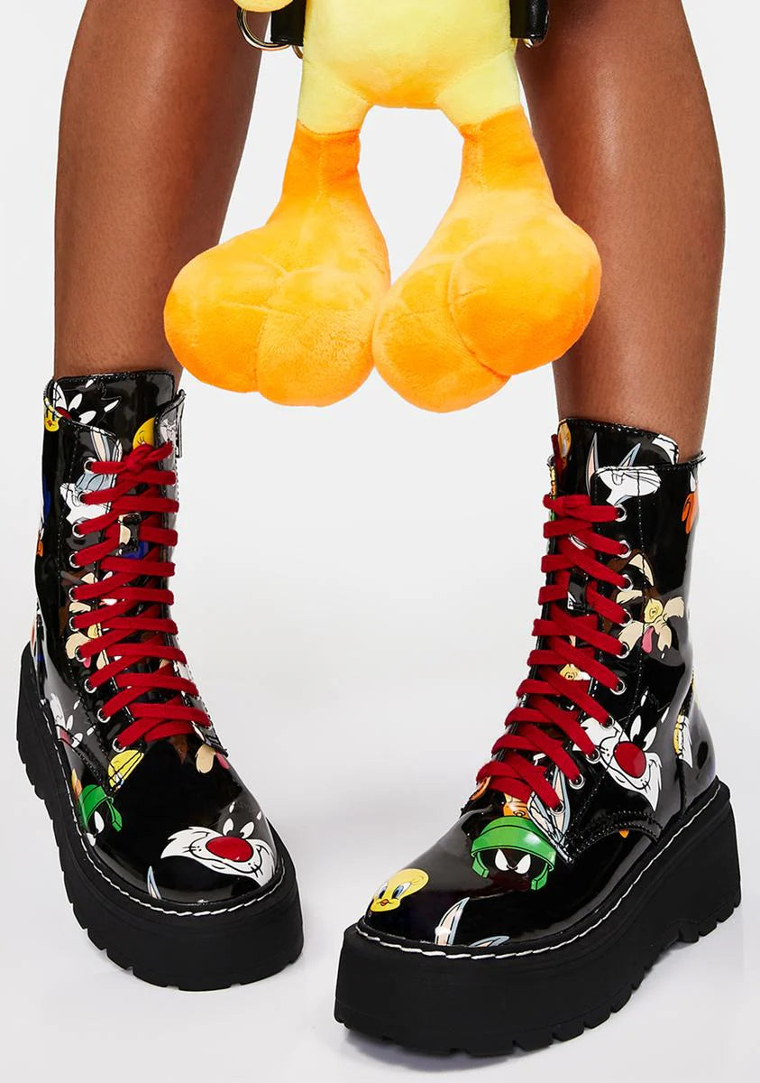 Tooning In Printed Combat Boots