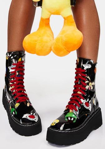 Tooning In Printed Combat Boots