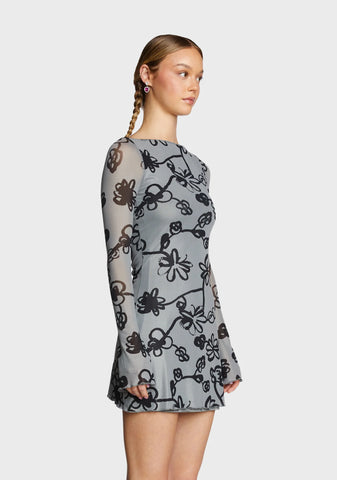 Sevila Mini Dress - Flower Grey