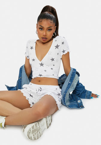 Text Ur Ex Star Lettuce Hem Shorts