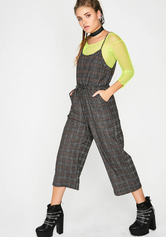 No Exams Plaid Jumpsuit