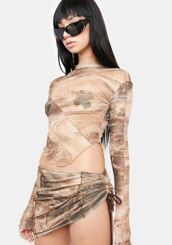 Atmosphere Rockslide Print Mesh Top