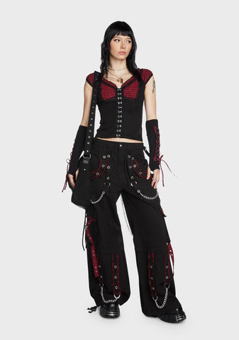 Black And Red Bo Peep Cap Sleeve Corset