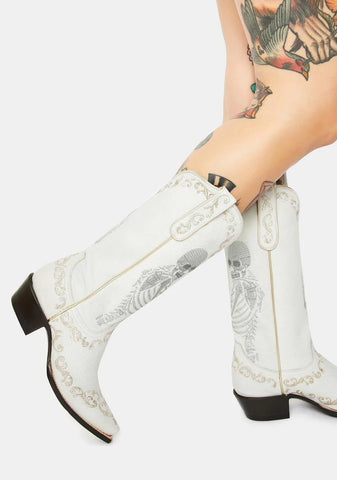 White Selfie Cowboy Boots