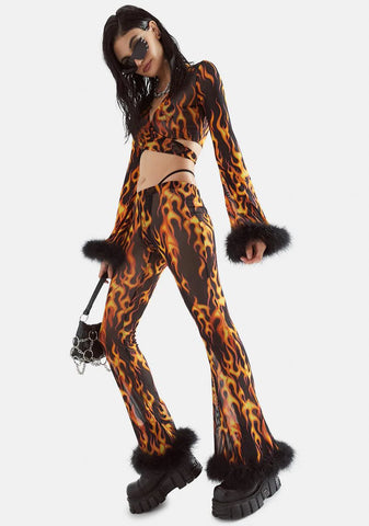 Hottie Desires Mesh Flare Pants