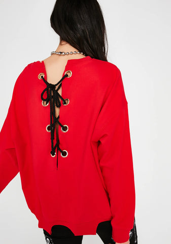 Never Stop Lace-Up Sweatshirt