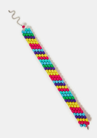 Rainbow Fanatic Beaded Choker