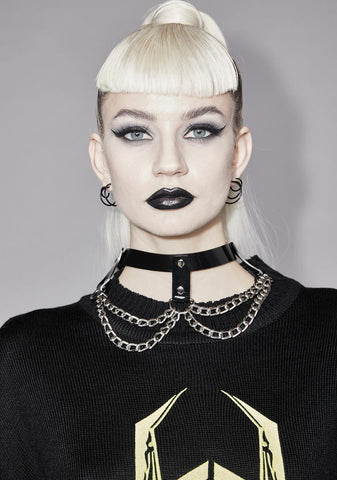 Vegan Leather Layered Chain Choker