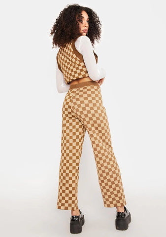 Knitted Checkered Trousers