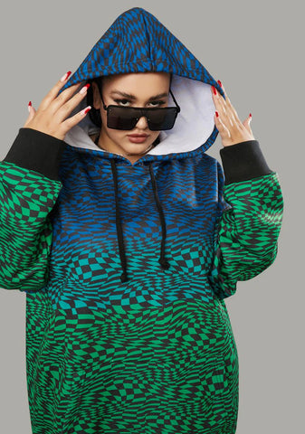 Her Warped Realm Checkered Oversized Hoodie