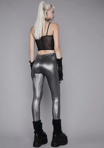 Metallic Crypt Creeper Shredded Leggings