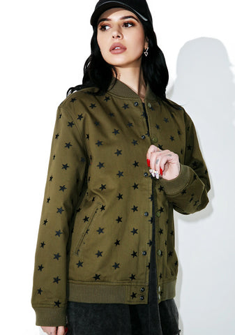 Star Embroidered Varsity Jacket