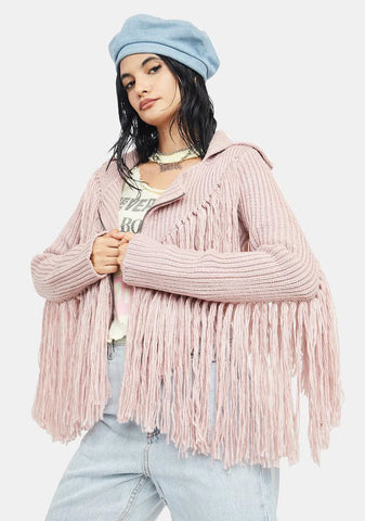 Mauve Came For Keeps Fringe Jacket