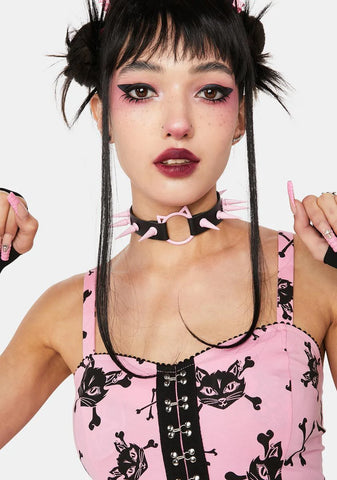 Unfriendly Feline Spiked Choker