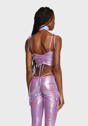 Lavender Siren Calling Metallic Crop Tank